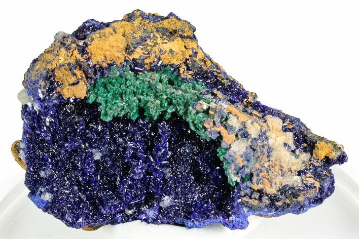 Fibrous Green Malachite with Vivid Blue Azurite - Congo #346134